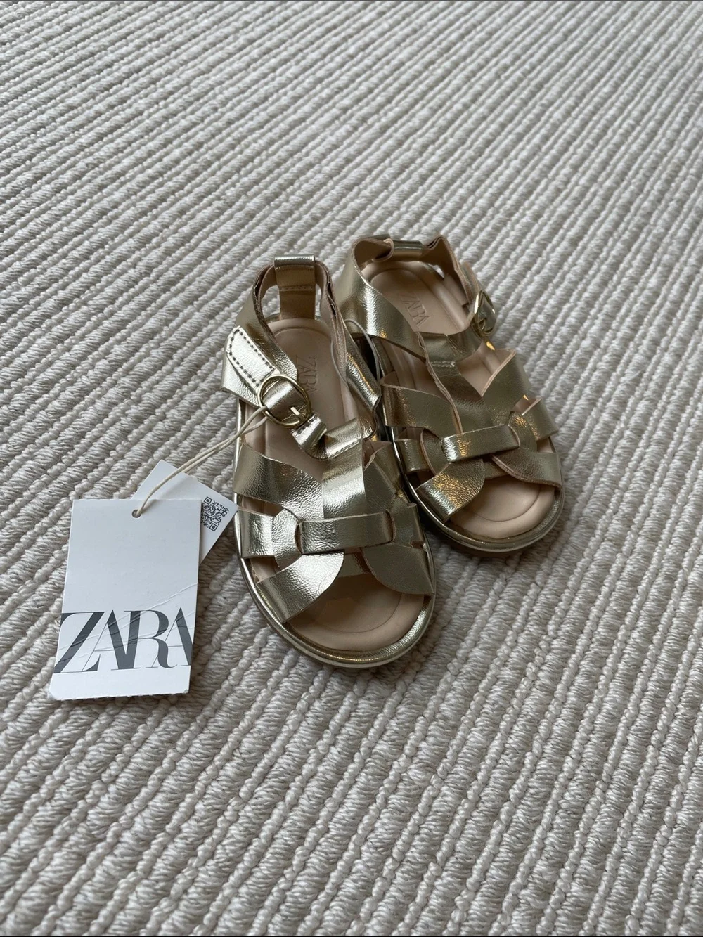ZARA Kids Metallic Gold Strappy Fisherman Sandals